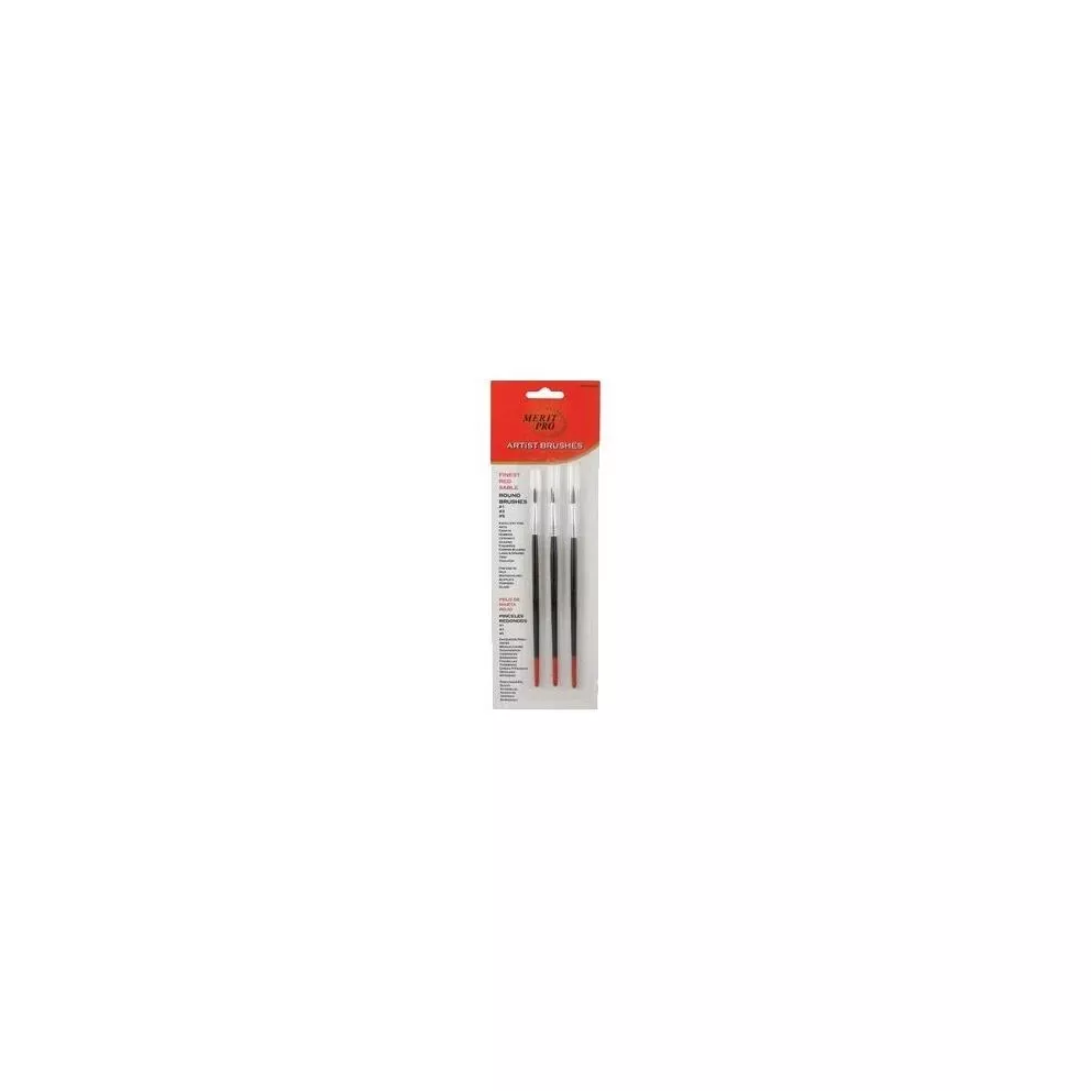 00008 Finest Round Red Sable 3 Piece Artist Brush Assortment
