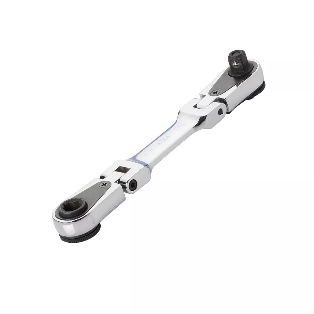 1/4" Stick Combination Drive Ratchet - Stubby, Dual Flex Head