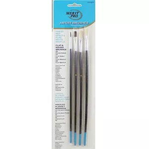 10 Red Sable & White China Artist Brush Assortment - 4 Piece Set