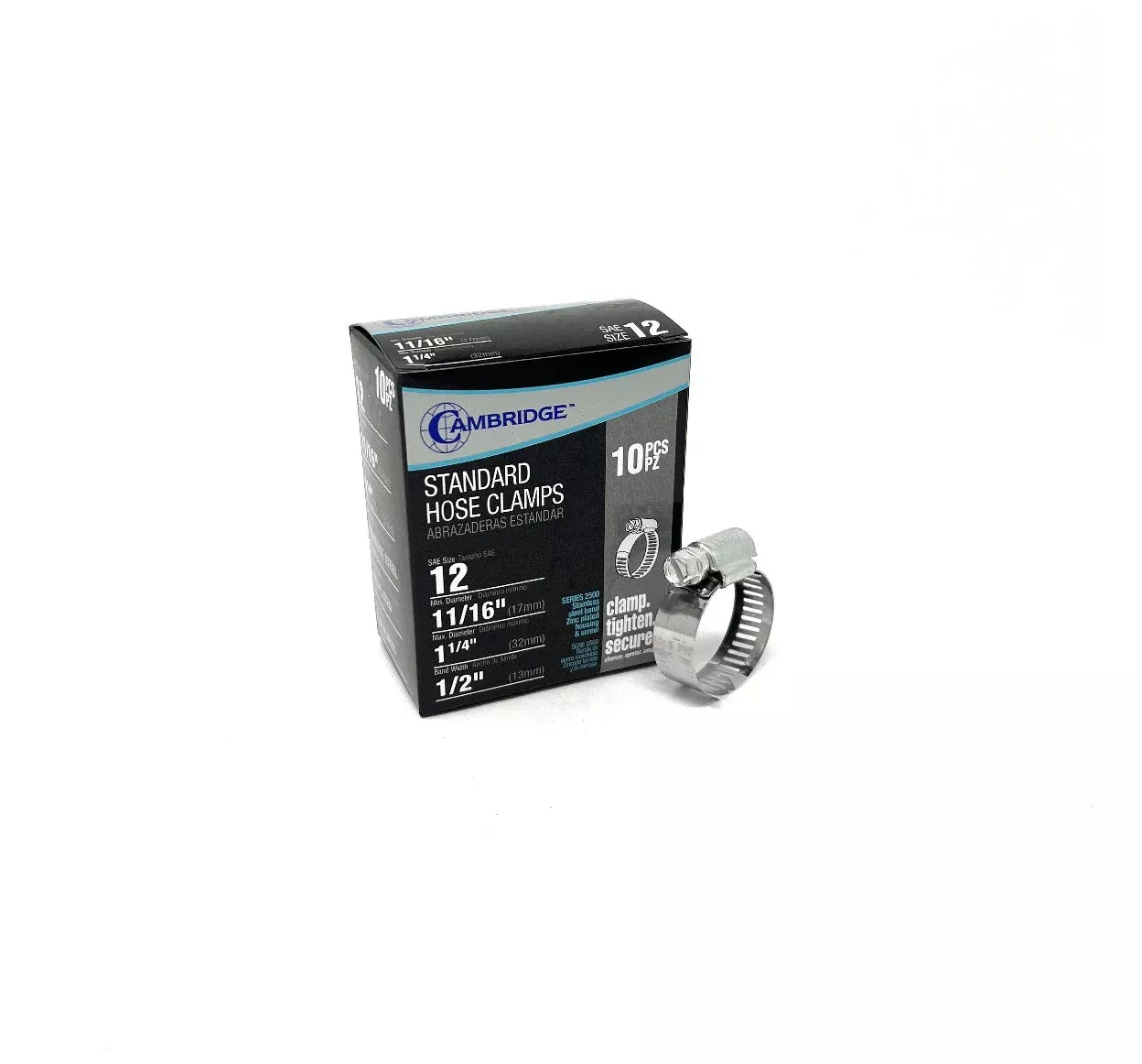 #12 - 11/16 TO 1-1/4 STANDARD HOSE CLAMP (Box of 10)