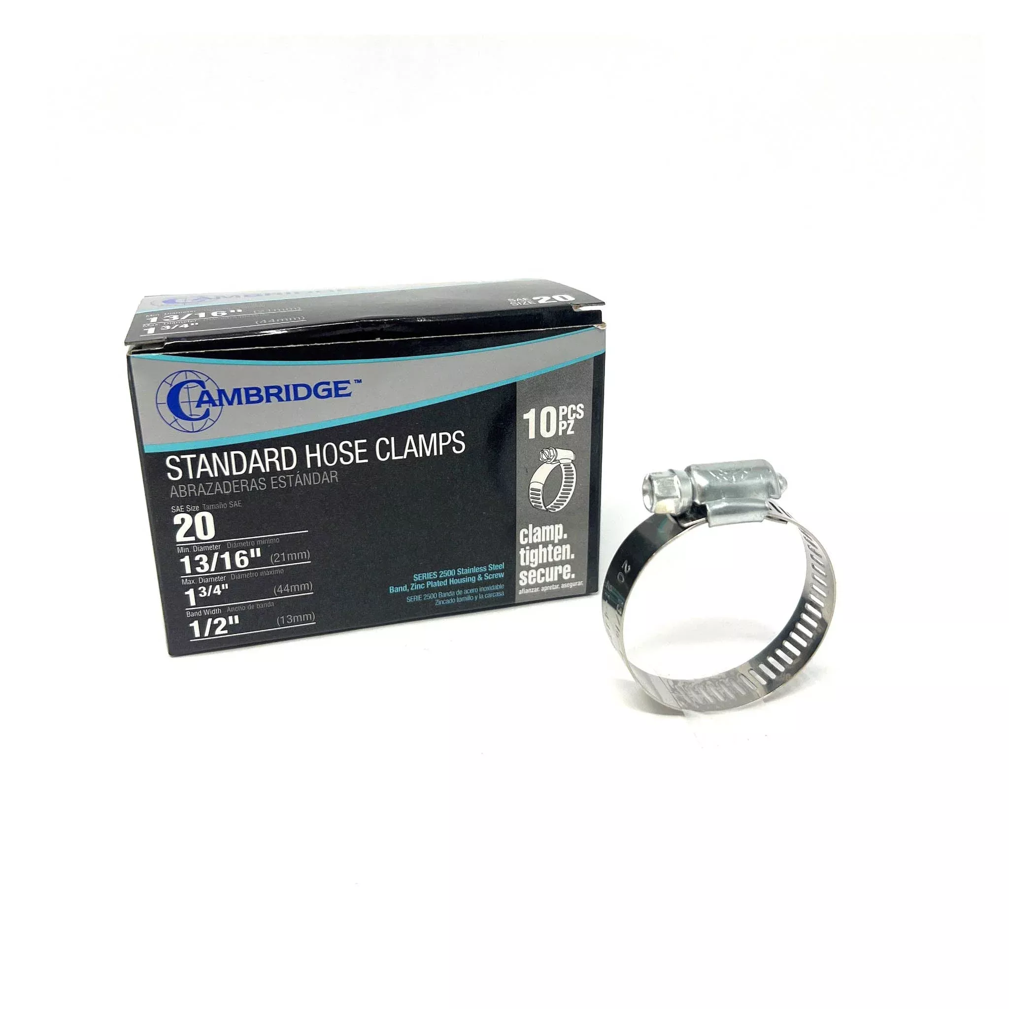 #20 - 13/16 TO 1-3/4 STANDARD HOSE CLAMP (Box of 10)