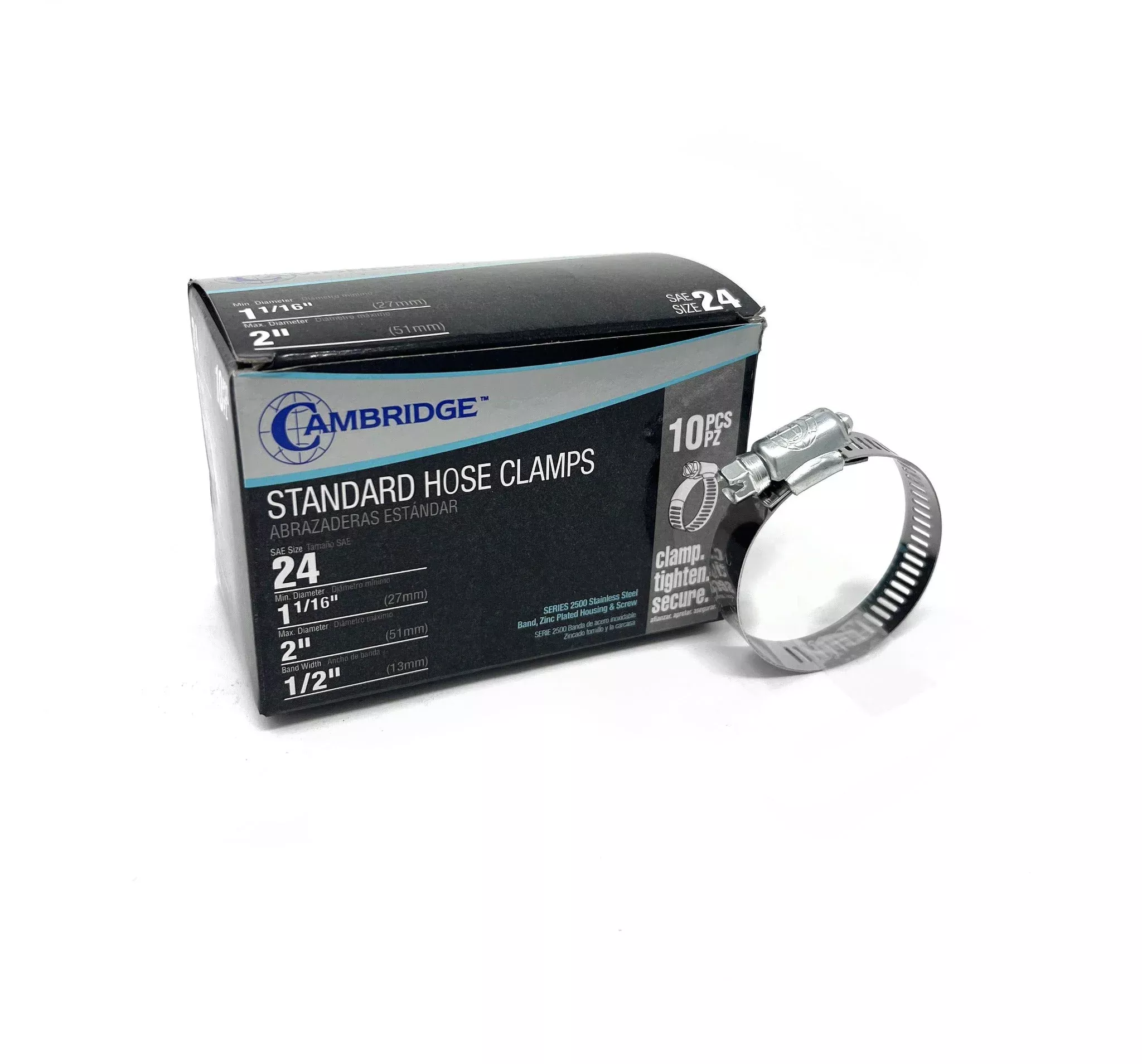 #24 - 1-1/16 TO 2” STANDARD HOSE CLAMP (Box of 10)