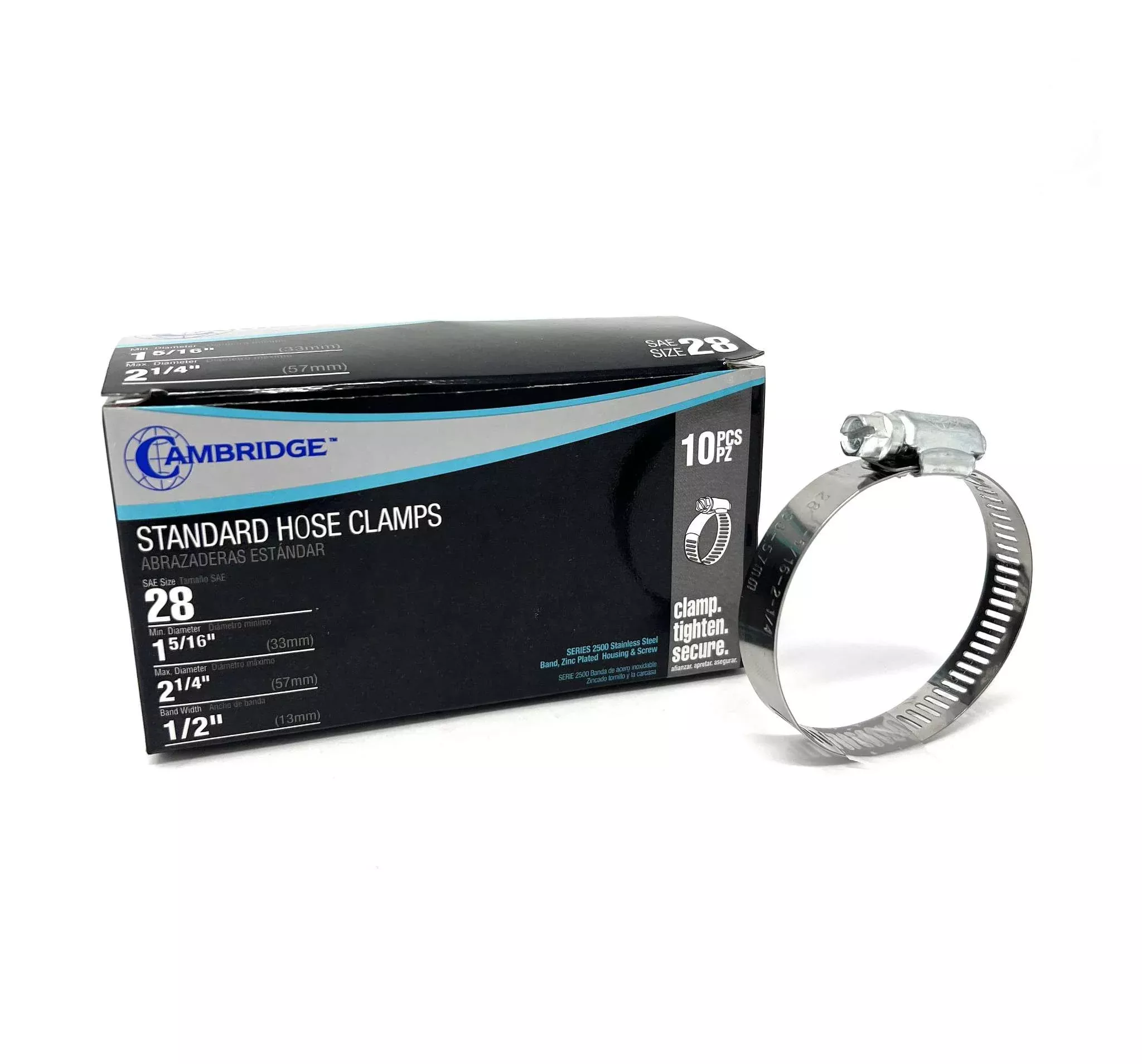 #28 - 1-5/16 TO 2-1/4 STANDARD HOSE CLAMP (Box of 10)