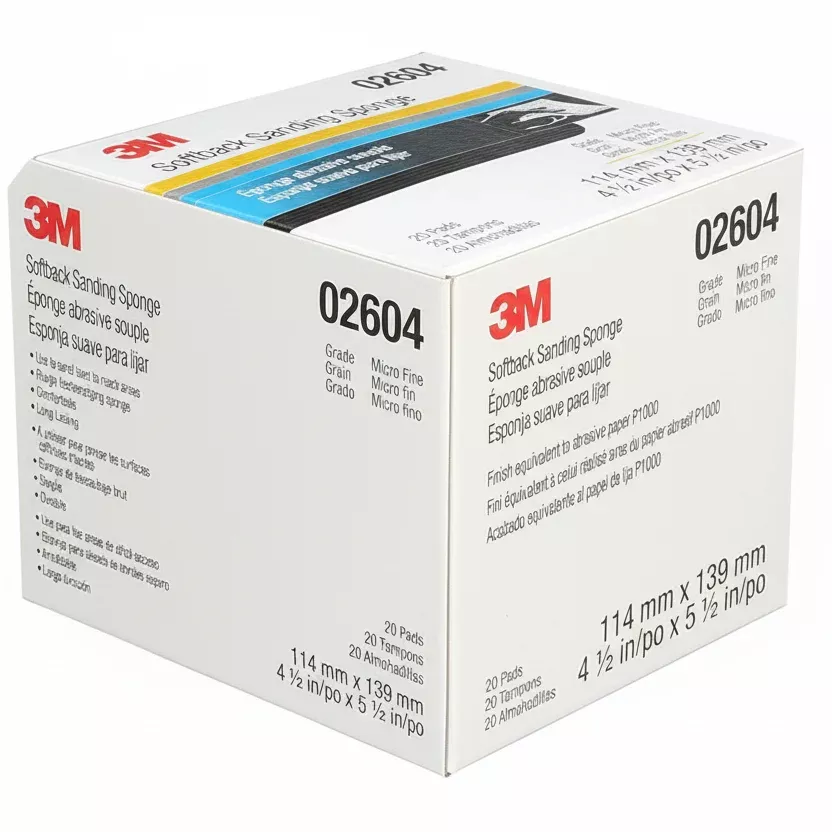 3M 02604 – Softback Sanding Sponge Fine (4½ in × 5½ in, 20 Pcs)