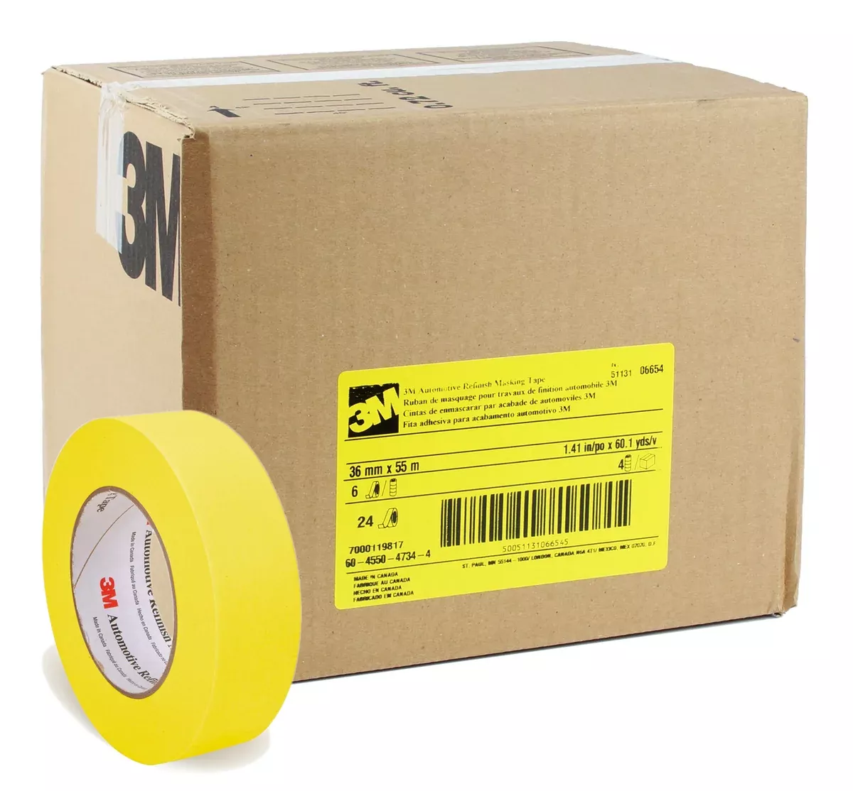 3M 06652 – 3/4″ Yellow Automotive Masking Tape (Case of 48 Rolls)