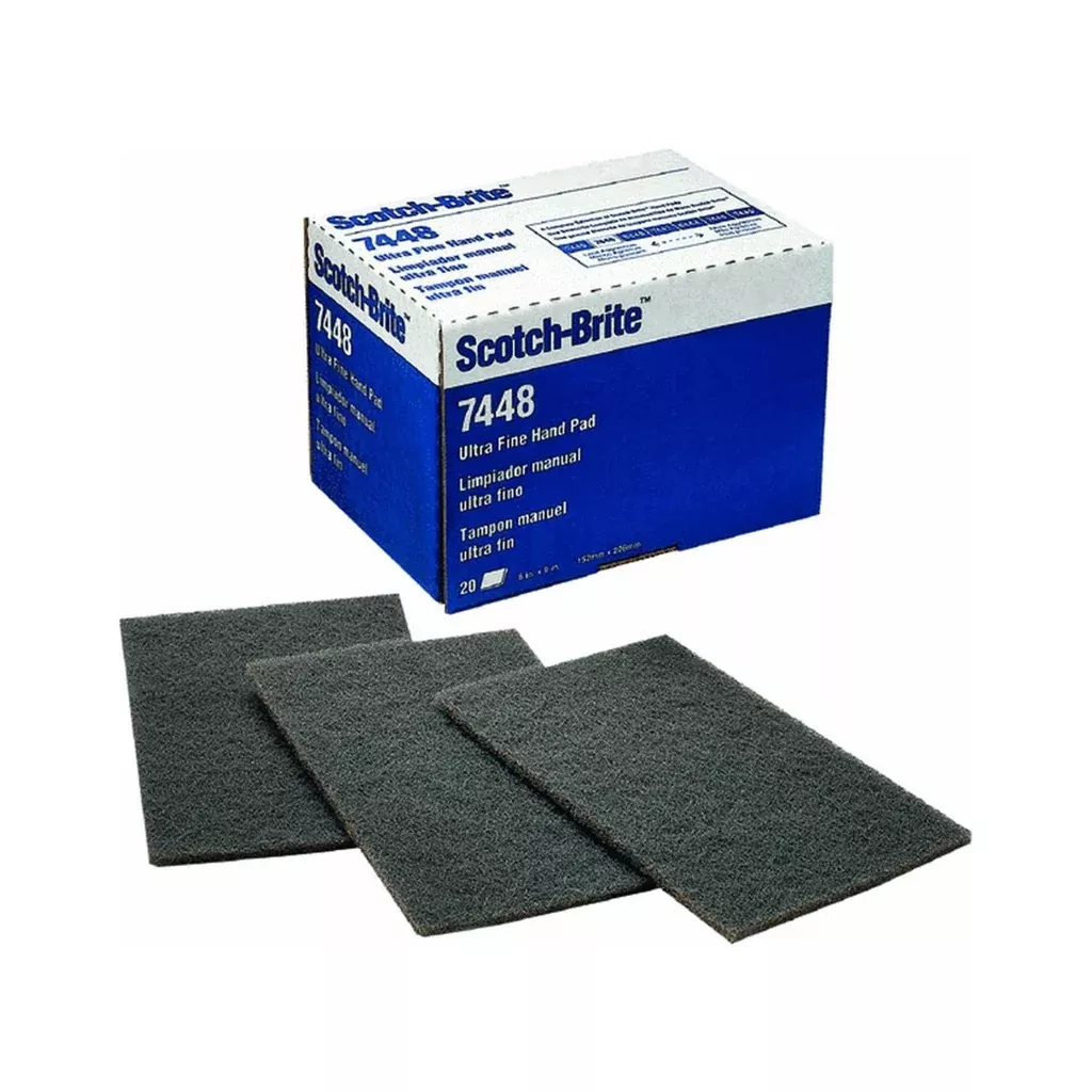 3M 07448 Ultra Fine Hand Pad,6"x9" Scuff Pad, Box of 20 pads