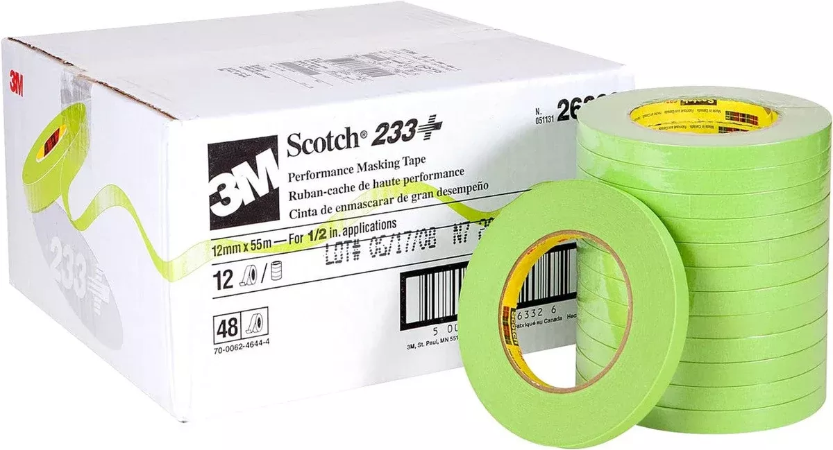 3M 26332 – 0.5" Performance Green Masking Tape 233+ (Case of 48 Rolls)