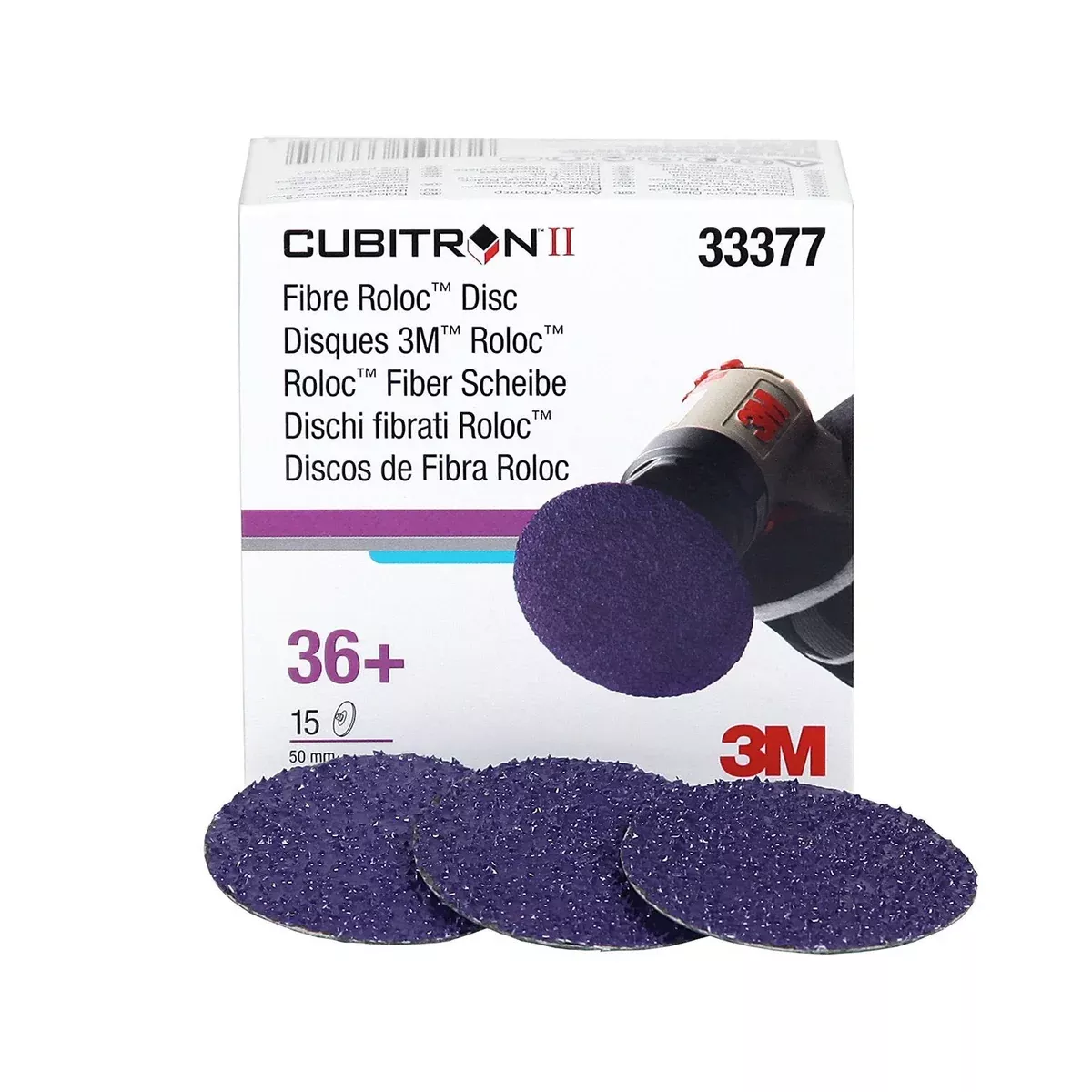 3M 33377 – 36 Grit Cubitron™ II Fibre Roloc™ Disc (2", 15 Pcs)