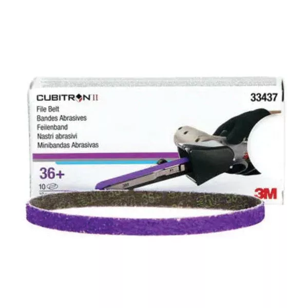 3M 33437 Cubitron II 36+ 3/8" x 13" File Belt - 10 Belts/Box