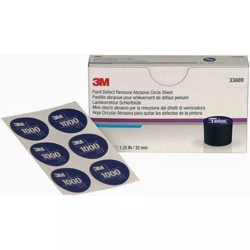 3M 33889 32 mm Paint Defect Removal Abrasive 1000 Circle Box of 10 Sheets