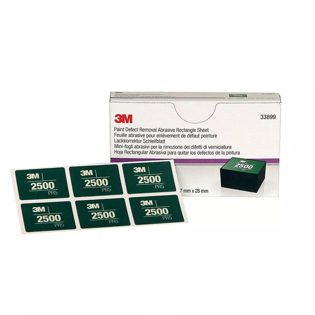 3M 33899 37mm x 28 mm Paint Defect Removal Abrasive 2500 Rectangle, Box of 10 Sheets