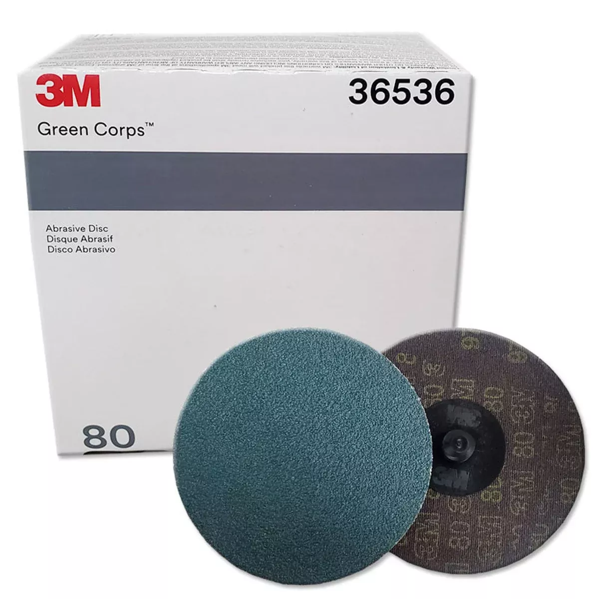 3M 36536 – 80 Grit Green Corps™ Roloc™ Abrasive Disc (3", 25 Pcs)