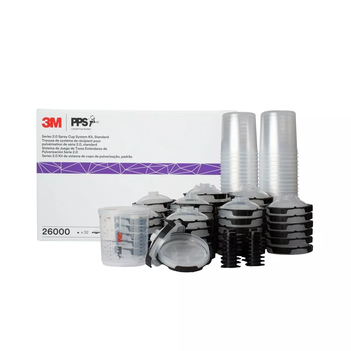 3M PPS Series 2.0 Spray Cup System Kit, 26000, Standard (22 fl oz, 650 mL), 200 Micron Filter