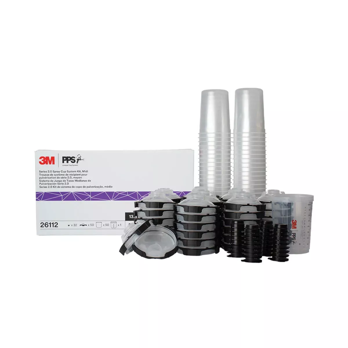 3M PPS Series 2.0 Spray Cup System Kit, 26112, Medium(13.5 fl oz, 400 mL), 200 Micron Filter