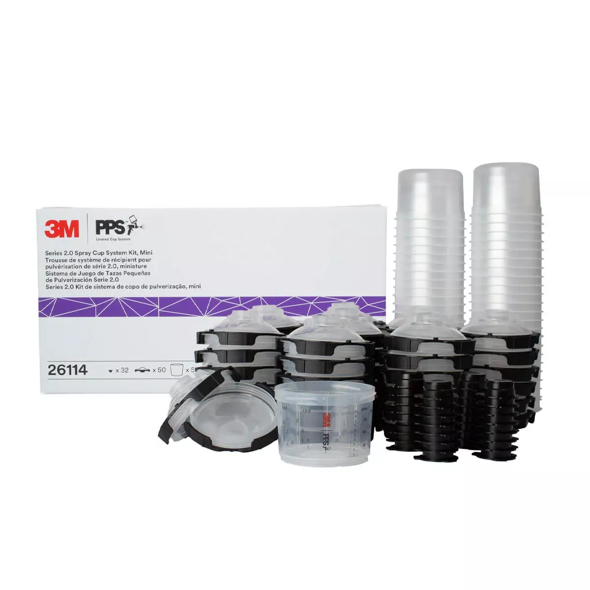 3M PPS Series 2.0 Spray Cup System Kit, 26114, Mini(6.8 fl oz, 400 mL), 200 Micron Filter