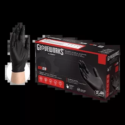 5mil Nitril Gloves w/ Texture - Black, XX Large