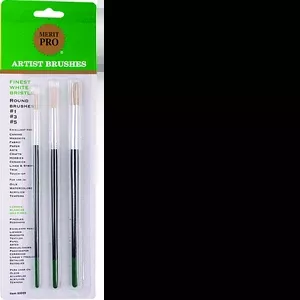 9 Finest Round White Bristle Artist Brush Set - 3 Piece