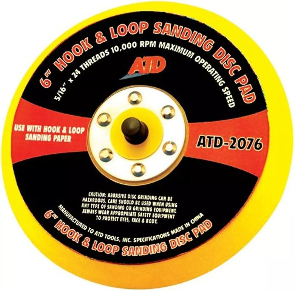 ATD 2076 – 6" Hook & Loop Quick Change Sanding Disc Pad