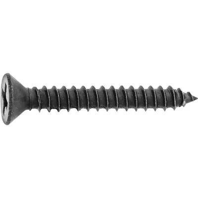 Au-ve-co 10172 Tapping Screw, #8 Thread, 1/2 in OAL, Phillips Flat Head, Black Oxide