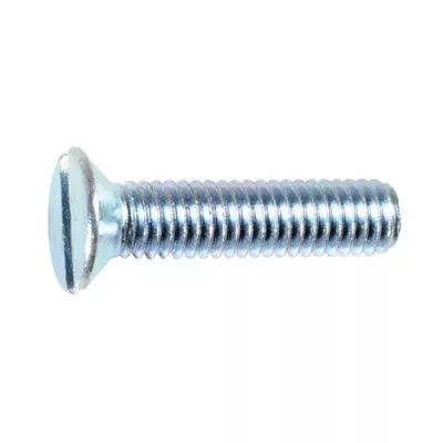 Au-ve-co 10478 Machine Screw, M4x0.7 Thread, 8 mm OAL, Medium, Slotted Flat Head, Zinc-Plated