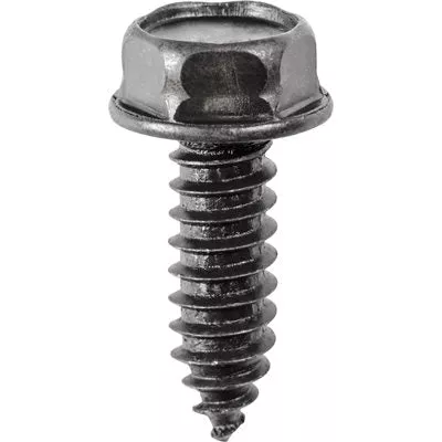 Au-ve-co 10714 Tapping Screw, System of Measurement: Imperial, 5/16-12 Thread, 1 in L, Hex Washer Head, Black Oxide