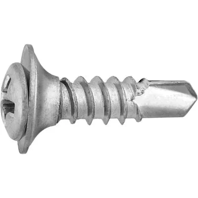 Au-ve-co 11448 Tapping Screw With Flush Washer, #8 Thread, 5/8 in OAL, Phillips Oval, Sems Head, Chrome