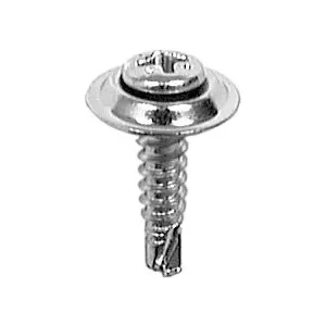 Au-ve-co 11450 Tapping Screw With Countersunk Washer, #8 Thread, 3/4 in OAL, Phillips Oval, Sems Head, Chrome