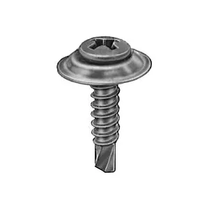 Au-ve-co 11455 Tapping Screw With Countersunk Washer, #8 Thread, 3/4 in OAL, Phillips Oval, Sems Head