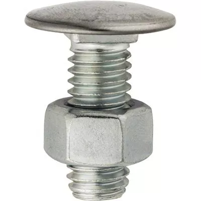 Au-ve-co 11615 Bumper Bolt With Hex Nut, System of Measurement: Imperial, 3/8-16 Thread, 1 in L, Pan Head, Zinc
