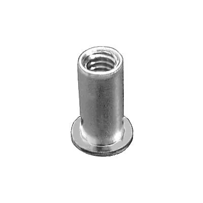 Au-ve-co NUTSERT 16182 Nut Insert, 1/4-20 Thread, 0.02 to 0.08 in Thick Material, 0.325 to 034 in L, Aluminum, Plain