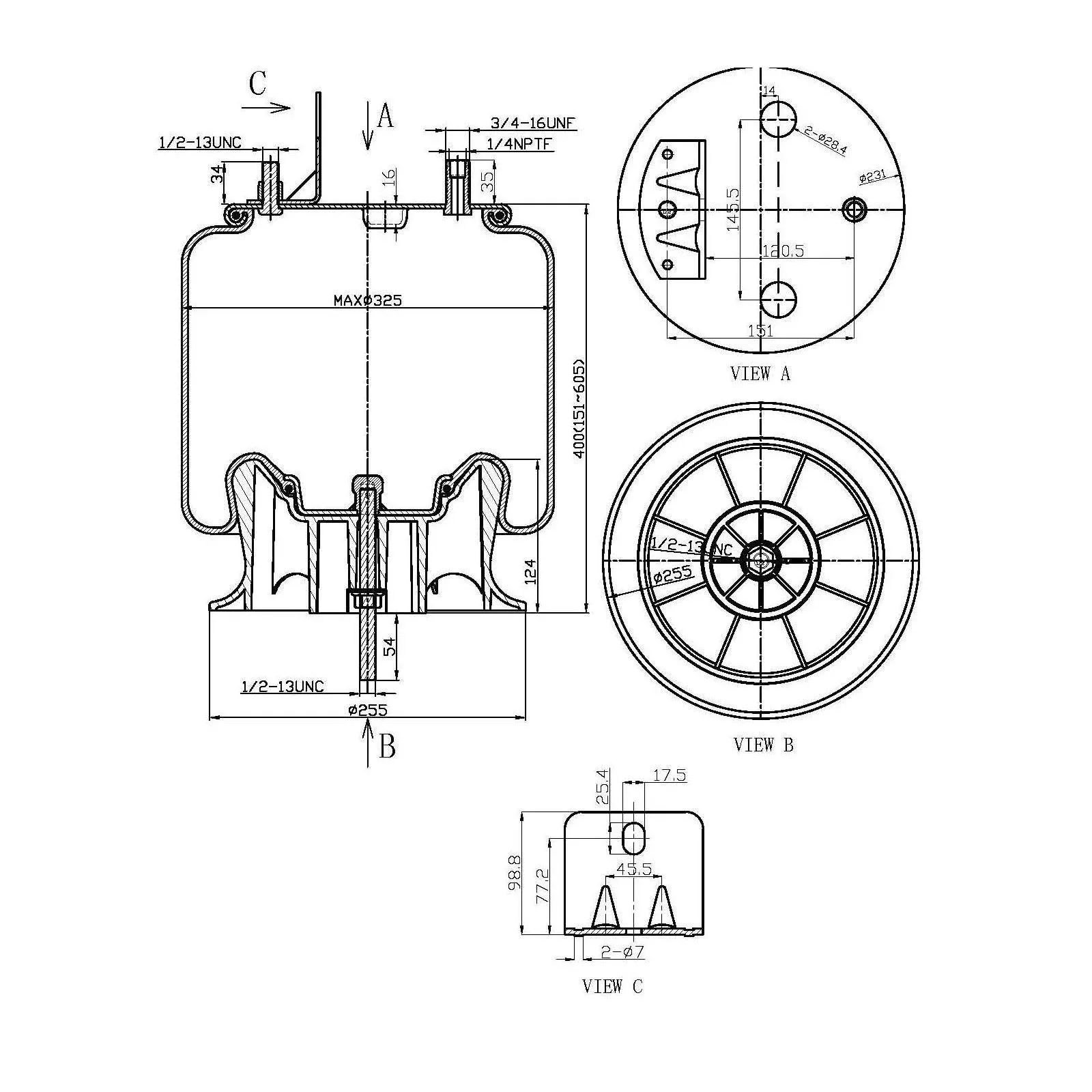 F245580 | AIR SPRING9875, 1R12-432 | Replace FAS-0729