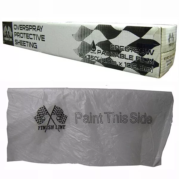 Finish Line Overspray Protective Sheeting, White Paintable Plastic Sheeting, 16' x 350'