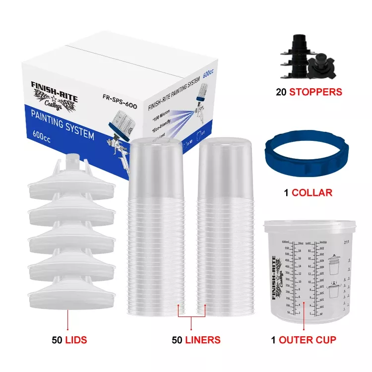 Finish-Rite PPS Cups and Liners(125 Micron Filters) 180,400,600,800 mL