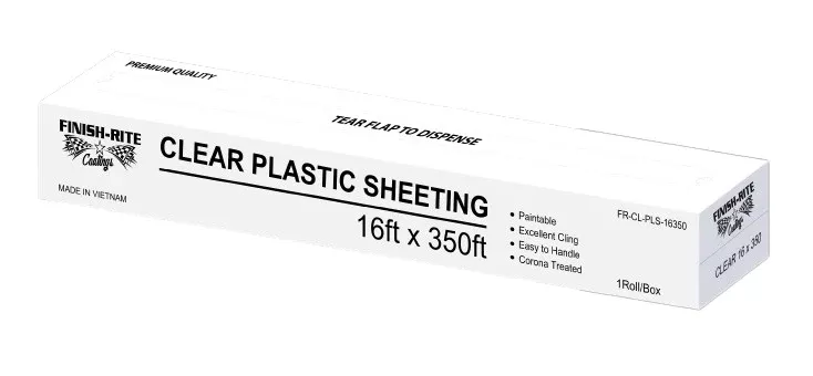 Finish RiteOverspray Protective Plastic Sheeting, Clear Paintable Plastic Sheeting, 16' x 350'