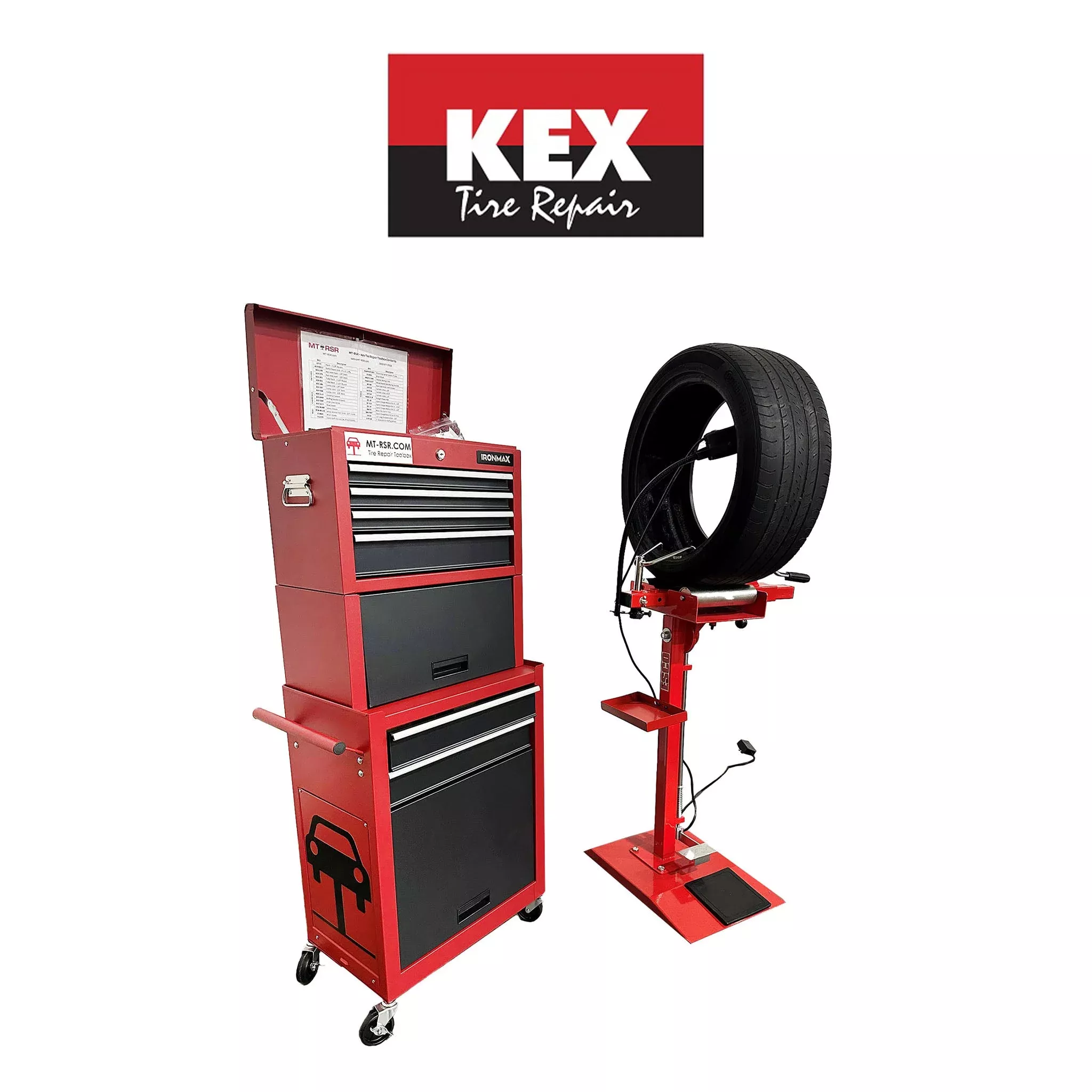 MT-RSR - Kex - Tire Repair Toolbox, w/ Worklight, Tire Spreader, Milwaukee Buffer Kit