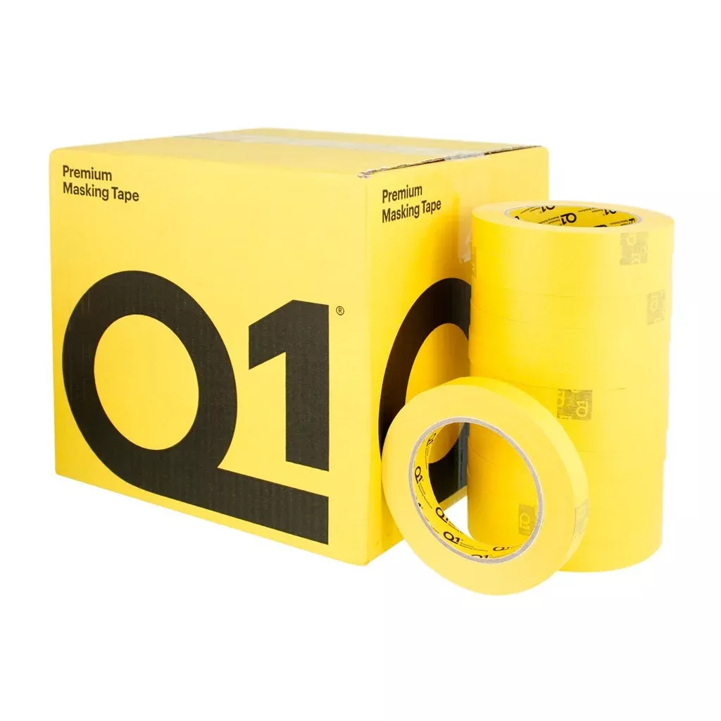 Q1 PREMIUM YELLOW AUTOMOTIVE MASKING TAPE 3/4" CASE (48 ROLLS)