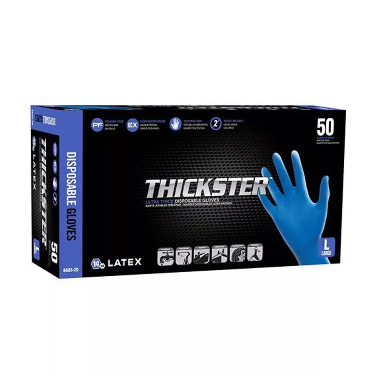 SAS Safety Thickster Latex Disposable Gloves Powdered – Case of 500 Gloves