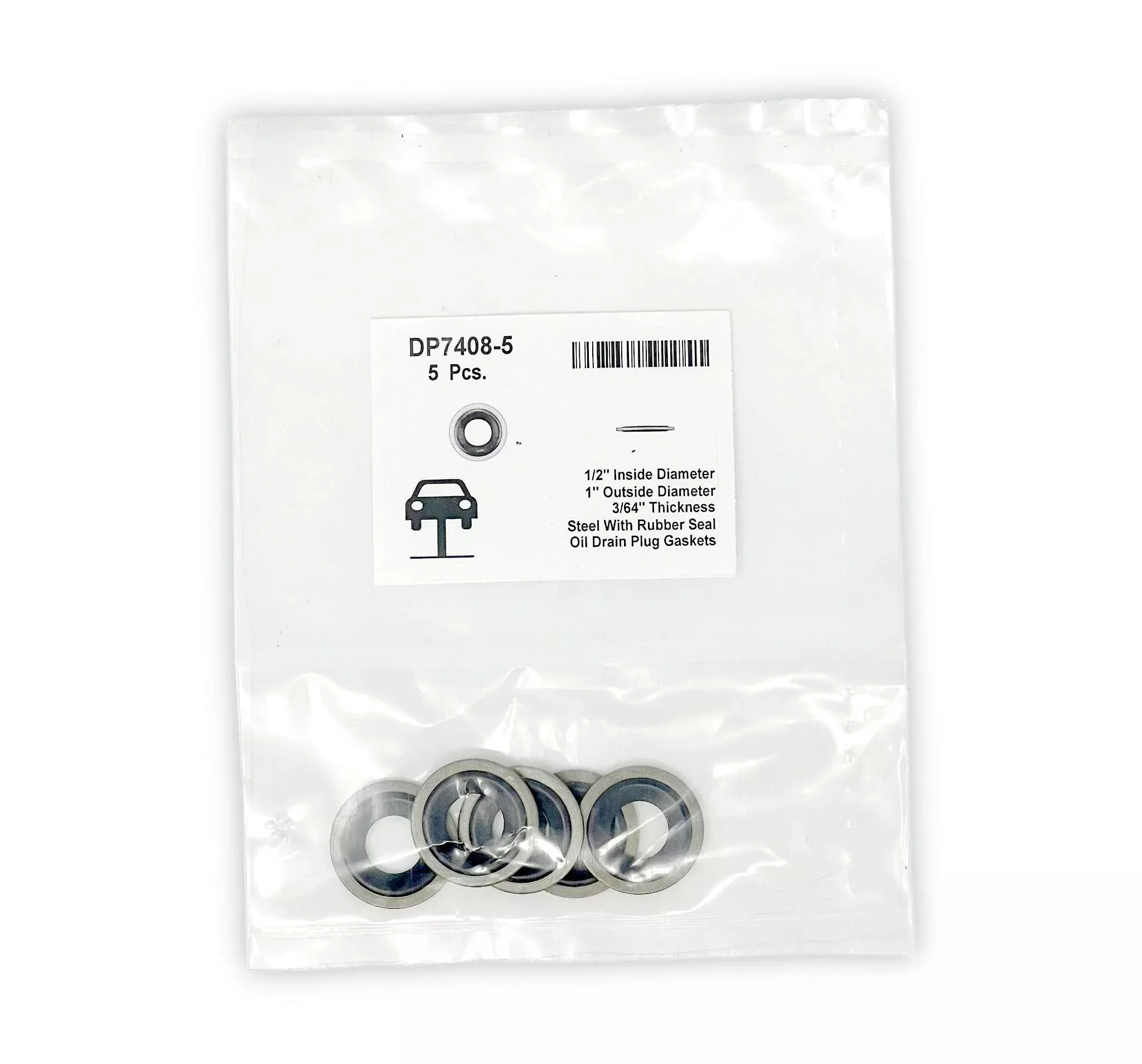 Steel Oil Drain Plug Gaskets - 1/2" ID 1" OD 3/64" Thick (Pack of 5)