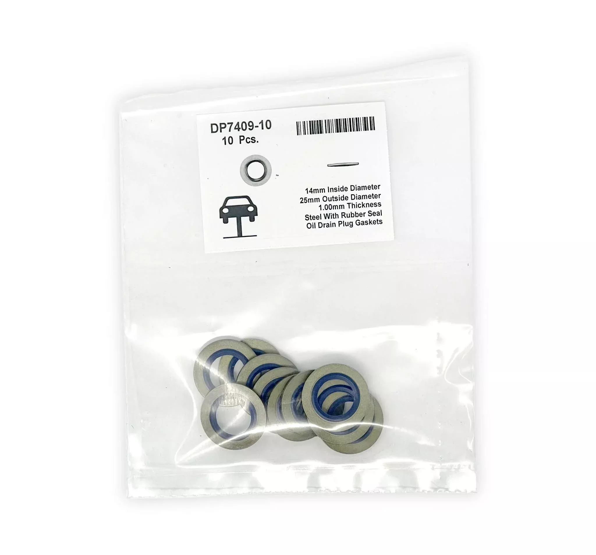 Steel Oil Drain Plug Gaskets - 14mm ID 25mm OD 1mm Thick (Pack of 10)