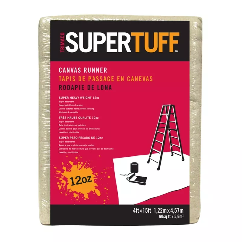 Trimaco SuperTuff Heavy Weight Canvas Drop Cloth 4 Ft. W X 15 Ft. L