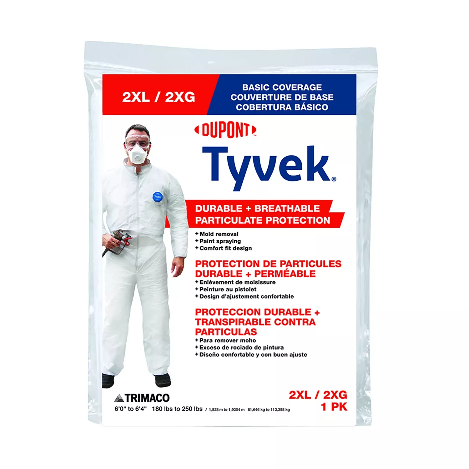 Tyvek 2X-Large Coveralls 2XLT 1 Pk Tyvek White