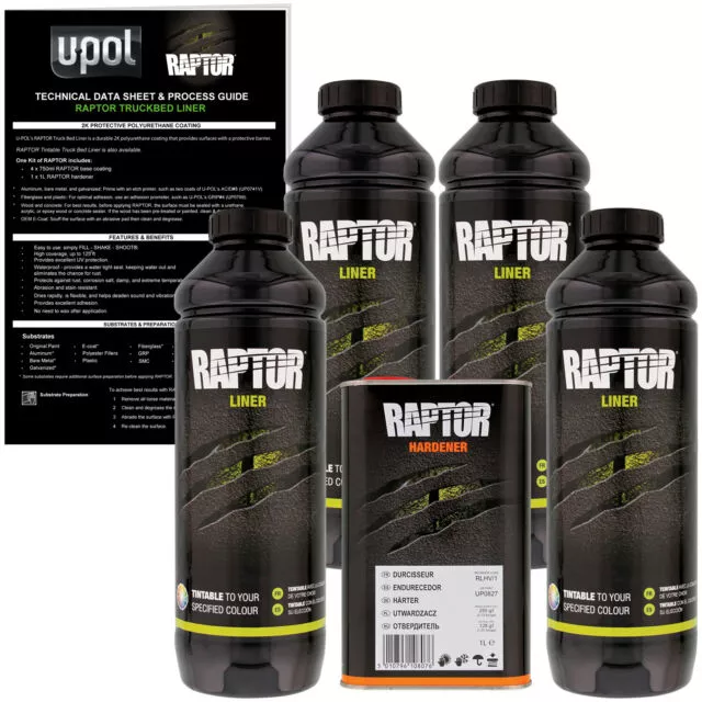U-Pol 821 Raptor TINTABLE Urethane Spray-On Truck Bed Liner Kit