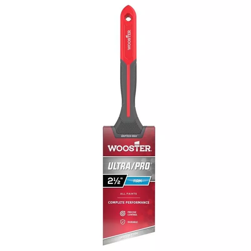 Ultra/Pro GRIPTECH MAX 2½‑in Firm Angle Paint Brush – Nylon/Polyester Bristles, Ergonomic Rubber Handle