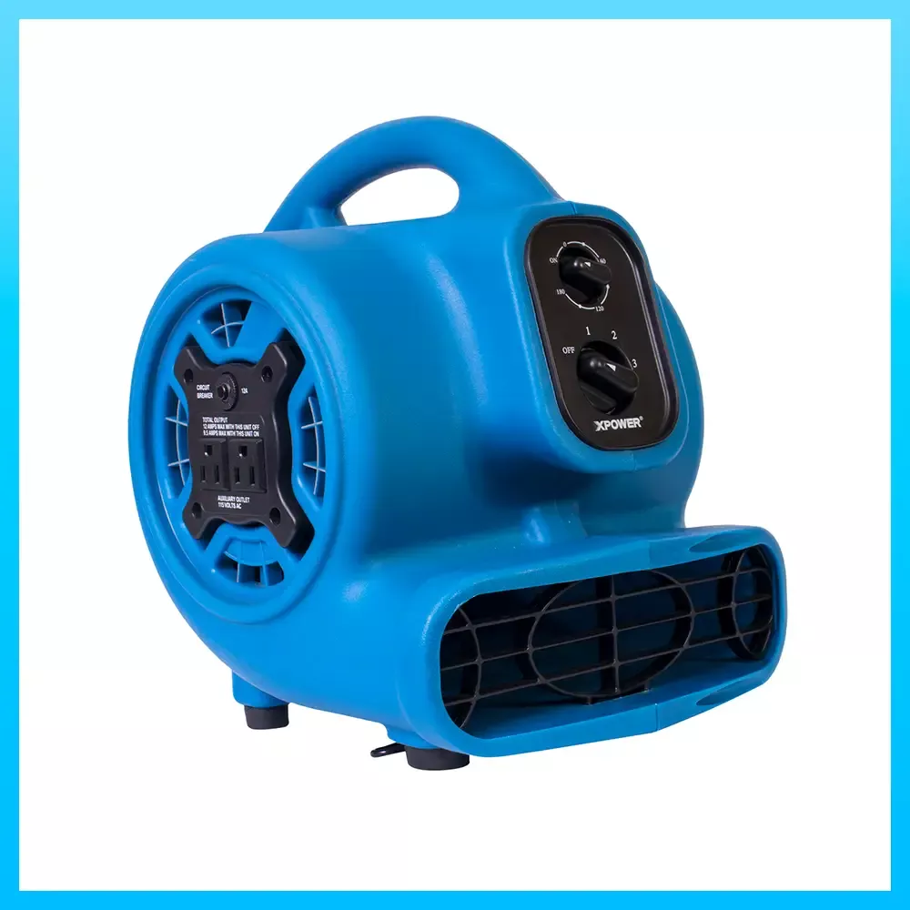 X-Power Mini Airmover, 3 Speed, GFCI, w/Timer – Blue